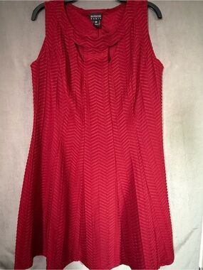 Enfocus Studio Burgundy Sleeveless Chevron Fit-and-Flare Dress